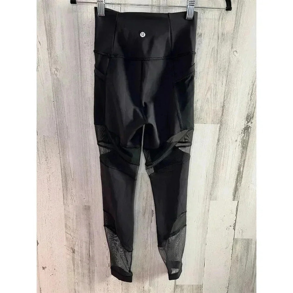 Lululemon Women's Black Forget the sweat Ankle Leggings Size 4 Mesh Activewear - Picture 10 of 11